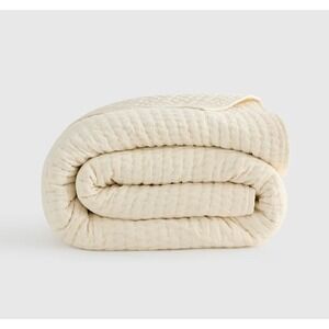 Quince European Linen Cotton Stitch Quilt Full Queen size Ivory WITHOUT SHAMS